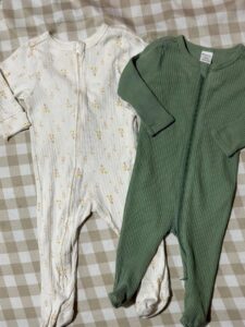 2 secondhand Footed Onesies (Preloved, comfy, neutral colors)